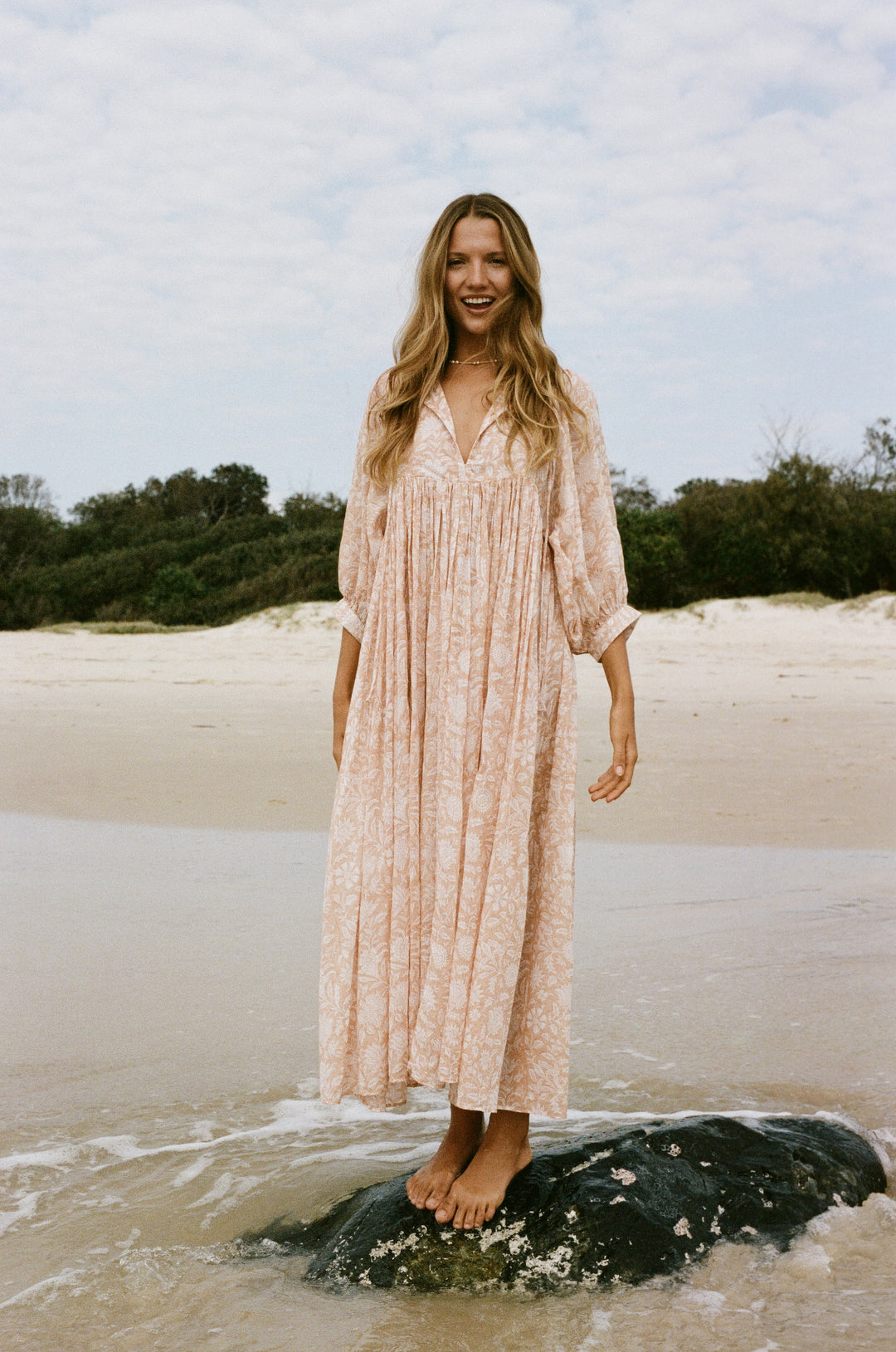 Kyra Maxi Dress ~ Apricot Blush