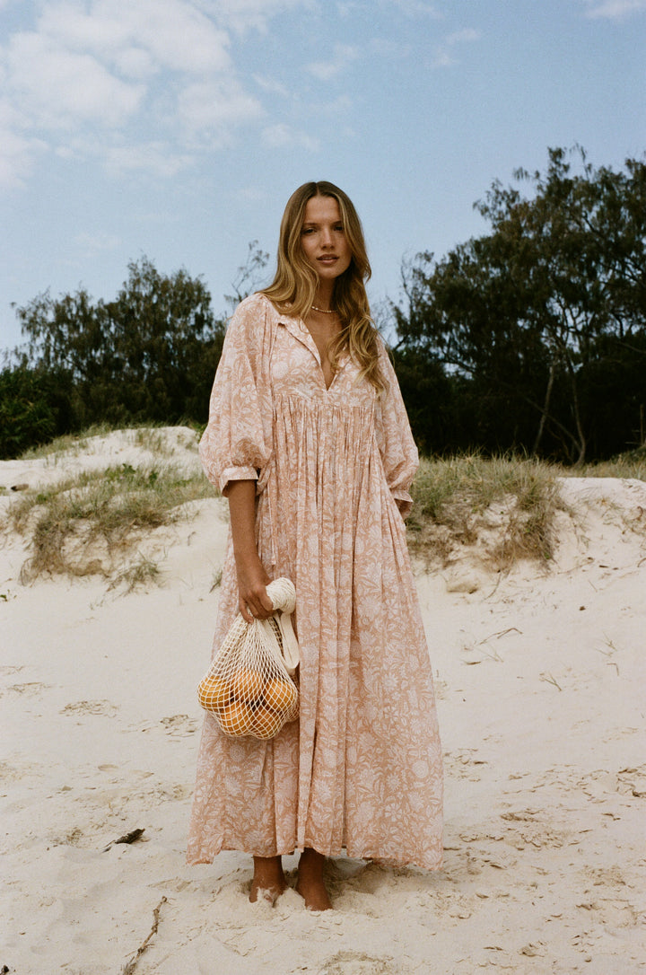 Kyra Maxi Dress ~ Apricot Blush