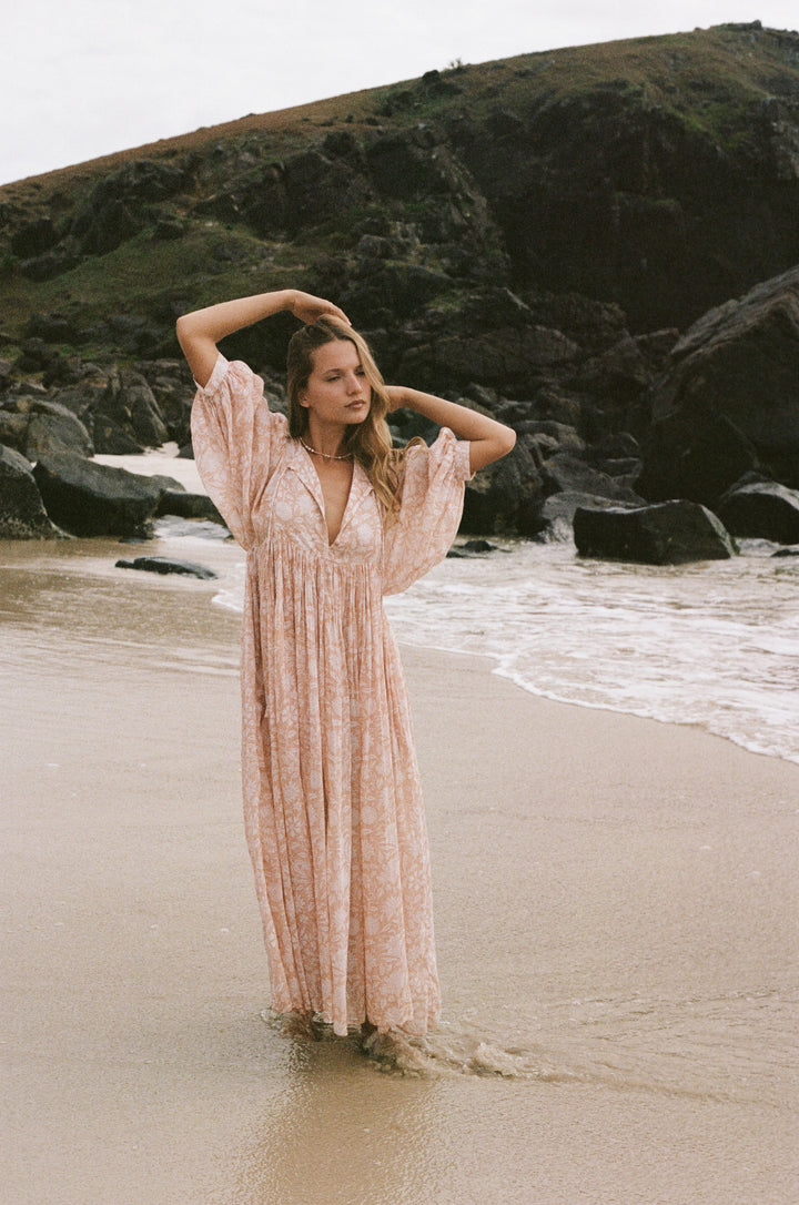 Kyra Maxi Dress ~ Apricot Blush