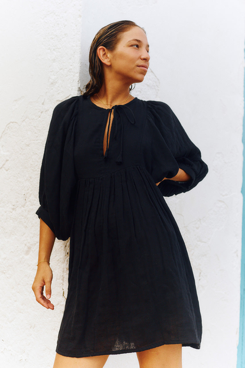 Kyra Mini Dress ~ Black Gauze