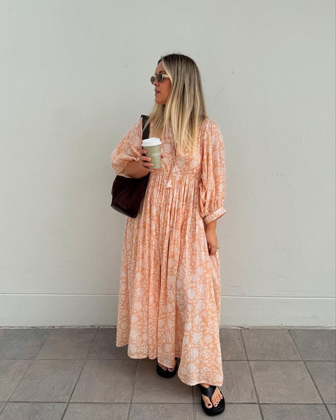 Kyra Maxi Dress ~ Apricot Blush